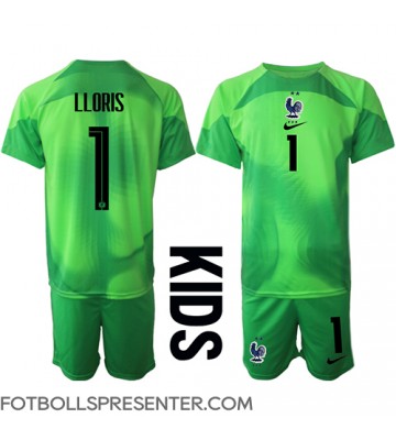 Frankrike Hugo Lloris #1 Målvakt Bortatröja Barn VM 2022 Kortärmad (+ korta byxor)